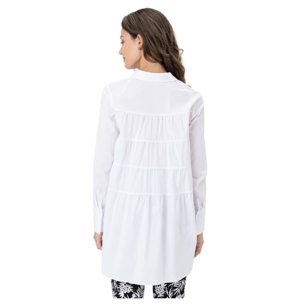 Renuar Gathered Back Big Shirt‎ In White NWT size small